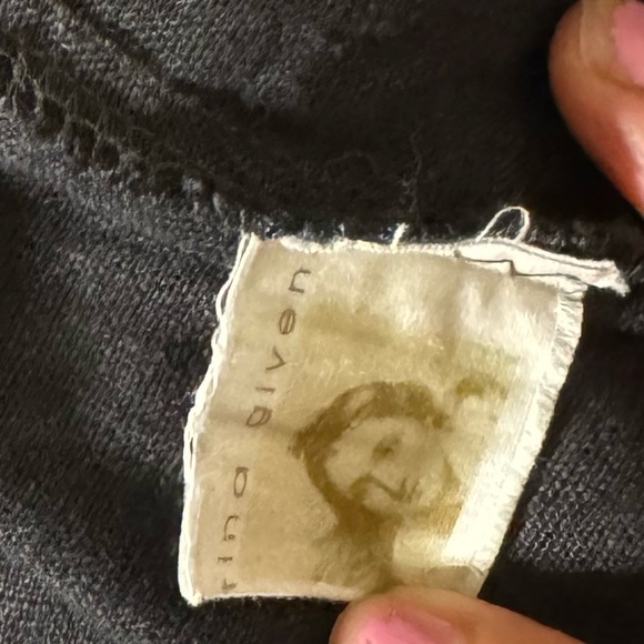 TINA GIVENS  Charcoal Gray dress with appliqués 100% Linen Midi Dress - Picture 7 of 8